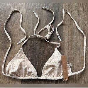 SKIMS Signature Swim Triangle Top Egret Crocodile Print Sz Small 8466W NWT